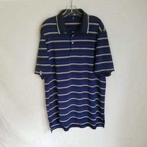 RLX Ralph Lauren Blue Striped Golf Polo Shirt Men's Size XL